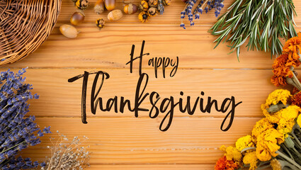 Thanksgiving Candle Scene with Autumn Leaves and Inspirational Quote