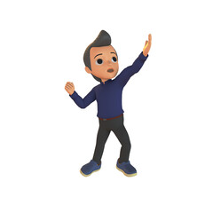 Young Man Celebrate Success 3D Illustration