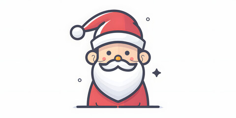 Illustrated depiction of a jolly cartoon figure with a white beard, red hat, and red clothing; the character has a cheerful expression on a white background; the design incorporates soft lines and