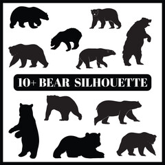 Bear silhouette set box icon Bear illustration silhouette Bear