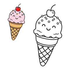Cute and simple ice cream drawing page for kids. Perfect for coloring fun, learning, and creativity. Ideal for children’s activity books and preschool art projects.