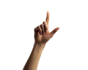 3d icon of hand pointing finger up isolated on transparent background