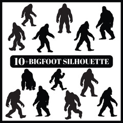bigfoot silhouette set box icon bigfoot illustration silhouette bigfoot