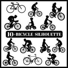 Obraz premium Bicycle silhouette set box icon Bicycle illustration silhouette Bicycle