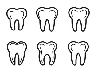 Dental icon 2D vector line art in a clean minimalist style bl