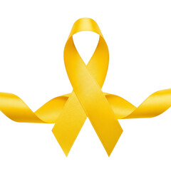 Yellow awareness ribbon isolated on transparent background