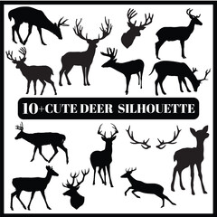 Deer silhouette set box icon Deer illustration silhouette Deer