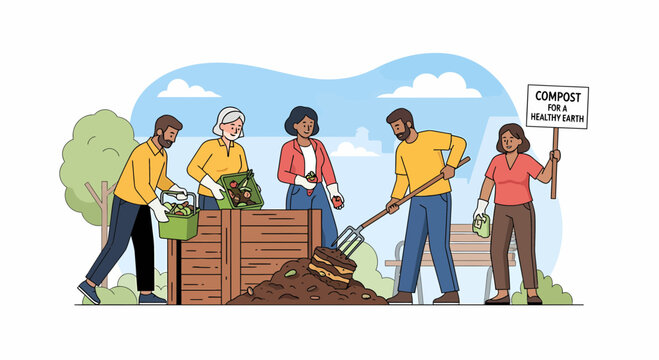 Diverse Community Composting Together For An Eco Friendly Environment