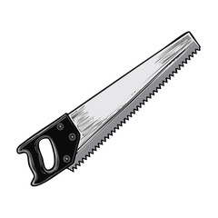 Obraz premium Hand Saw Illustration with a Black Plastic Handle and Steel Blade for Carpentry and Woodworking