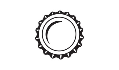 Black and white illustration of a bottle cap isolated on white background