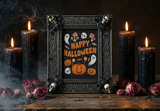 Gothic Halloween Frame Mockup