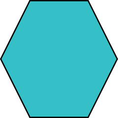Teal hexagon vector shape geometric flat design element isolated on white background
