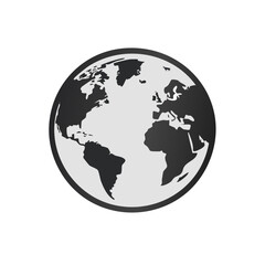 Fototapeta premium Stylized world globe icon showing continents Earth planet map illustration simple graphic design