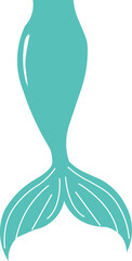 Teal mermaid tail fin isolated on white background