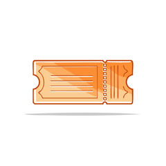 Orange coupon ticket with perforation between rows and wavy borders, event pass vector icon illustration.