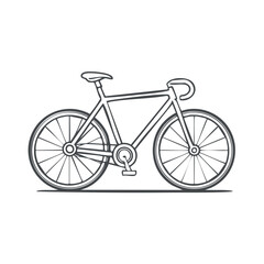 Fototapeta premium Vintage road bike outline vector illustration. Simple black and white line art icon of a classic bicycle for sport.