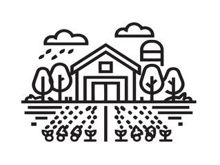 Farming And Gardening icon 2D vector line art in a clean minimalist style