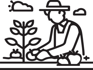 Farming And Gardening icon 2D vector line art for agriculture and harvest