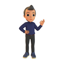 Man Showing Ok Sign 3D Illustration