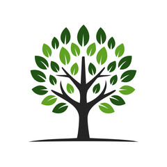 Obraz premium Stylized Tree Icon with Green Leaves and Dark Trunk Symbolizing Growth and Natural Beauty