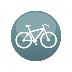 Obraz premium White bicycle icon silhouette inside a teal gradient circle on a white background