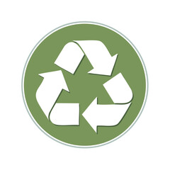 Obraz premium Isolated Recycle Symbol Design Green Circle White Arrows Sustainability Icon