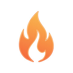Stylized Orange Flame Graphic Shape Isolated on White Background