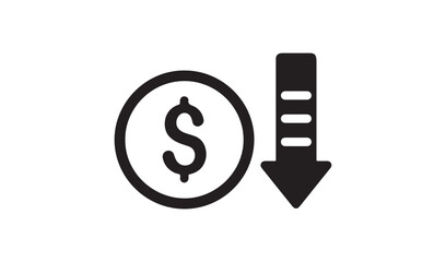 Cost reduction icon isolated on white background