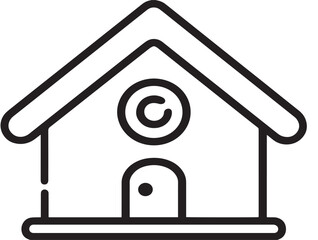 Home security icon 2D vector line art in a clean minimalist style