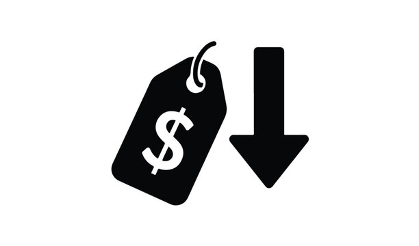 Price reduction icon isolated on white background vector