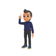 Man Raising Finger 3D Illustration