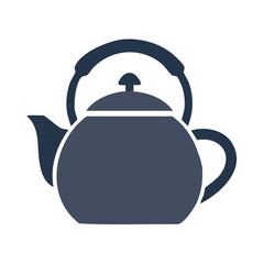Obraz premium Simple teapot kettle glyph icon. Kitchenware symbol for tea, coffee, and hot beverages. Flat vector illustration.