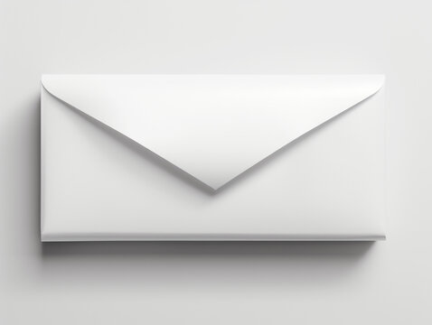 Blank white envelope with closed flap on light background
