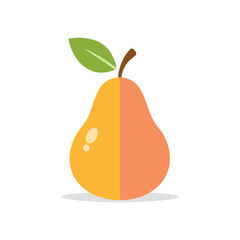 Stylized pear vector illustration. Two-tone design of fresh fruit with leaf and stem. Healthy eating concept.