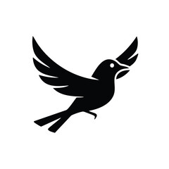 Obraz premium Soaring Bird Silhouette with Stylized Wings Illustration