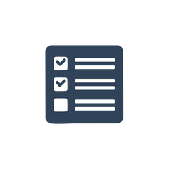 Modern minimalist checklist icon with completed and pending tasks representing project progress and organization