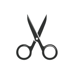 Black open scissors icon vector illustration for cutting hair fabric paper craft supplies