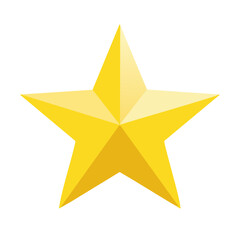 Fototapeta premium Bright golden five point star vector icon success rating favorite premium quality symbol