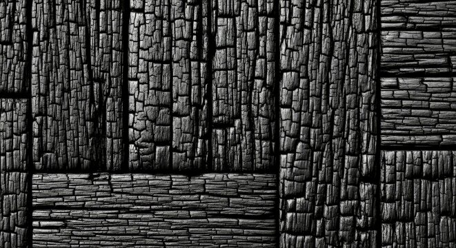 Shou Sugi Ban seamless pattern of charred wood featuring the traditional Japanese wood preserving technique
