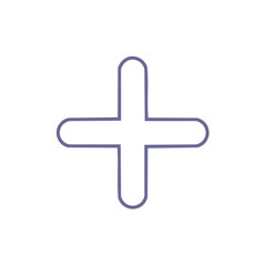 Purple outline plus sign icon simple graphic for addition and positive concepts
