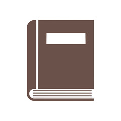 Closed Hardcover Book Illustration With Title Box and Brown Cover