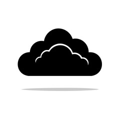 Fototapeta premium Isolated Cloud Icon Simple Black Cloud with Shadow Weather Element