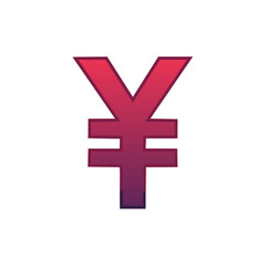 Obraz premium Vibrant red to purple gradient Yen Yuan currency symbol for financial concepts and global economy