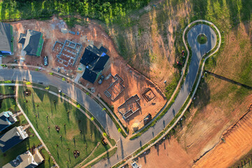 Obraz premium Top down view of new home construction in South Carolina
