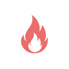 Stylized Coral Red Fire Flame Icon and Symbol for Heat and Energy