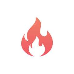 Stylized orange and red flame illustration of burning fire for logo or icon design element.