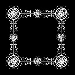 Black white square frames with flowers .
Graphic design with regular shapes as tenplate, or tile.