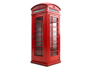 A classic red british telephone box isolated on transparent background