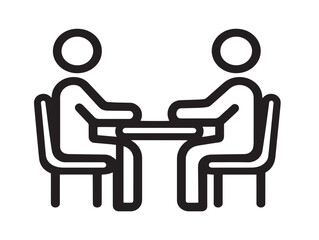 Fototapeta premium Interview icon 2D vector line art for conversation and meeting process