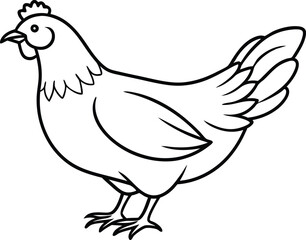 Hen Line Art Icon Vector, Hen Outline Vector Icon Design.